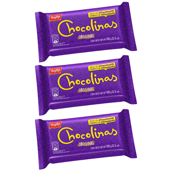 Chocolinas Traditional Chocolate Cookies, Perfect for Cakes with Dulce de Leche Chocotorta, 100 g / 3.52 oz (pack of 3)