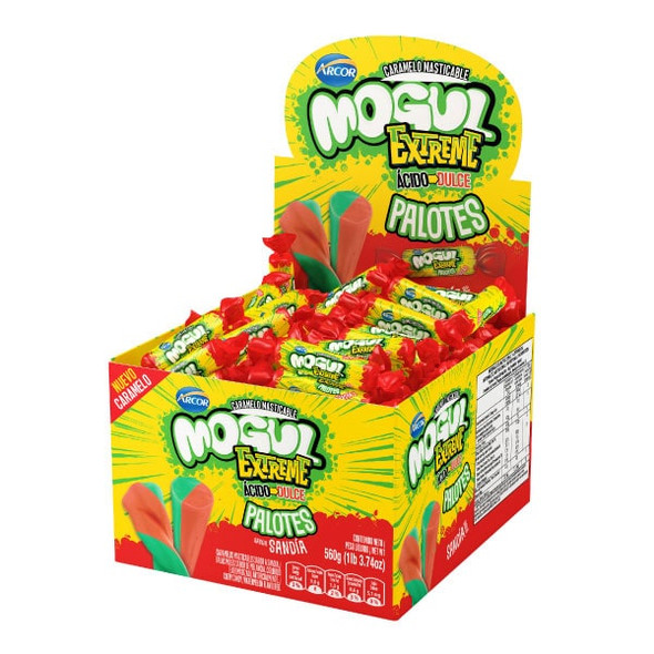 Mogul Caramelos Masticables Extreme Ácido Dulce Sandía, Watermelon Flavor Sweet & Sour Soft Candies, 560 g / 19.75 oz