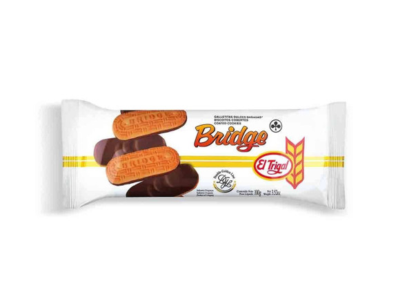 Bridge Bañadas Sweet Thin Cookies Vanilla Flavor & Milk Chocolate Coating, 100 g / 3.53 oz ea (pack of 3)