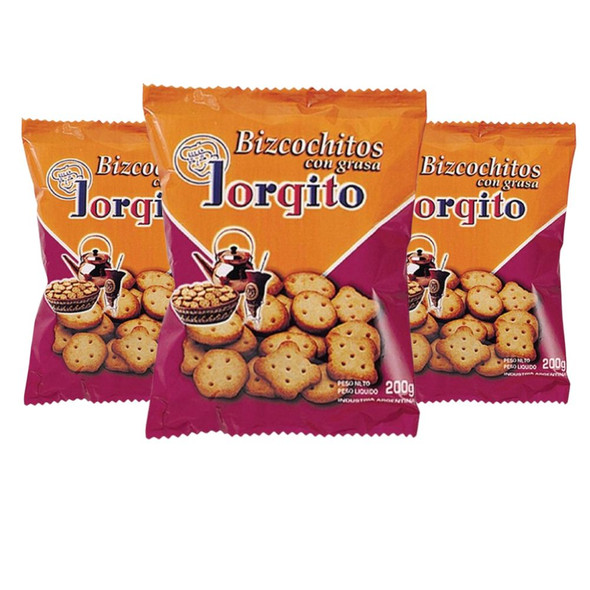 Jorgito Bizcochitos de Grasa Classic Flour Biscuits, 200 g / 7.1 oz bag (pack of 3)