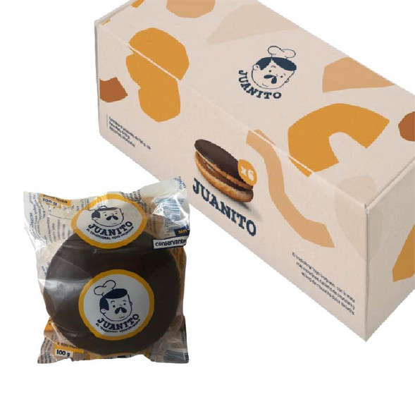 Yo-Yo Alfajor Juanito Milk Chocolate & Dulce de Leche Big Alfajores Uruguay, 100 g / 3.5 oz ea (box of 6 units)