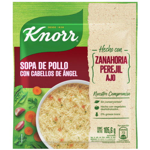 Knorr Sopa Familiar Pollo y Cabellos de Ángel Chicken Soup with Noodles from Uruguay, 105.6 g / 3.72 oz (pack of 3)