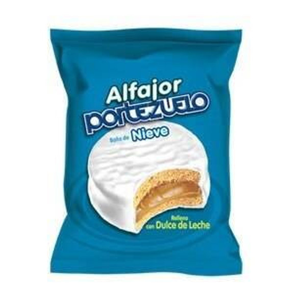 Portezuelo Alfajor Clásico Nieve Sugar Coated Alfajor Filled with Dulce de Leche, 40 g / 1.41 oz (pack of 12)
