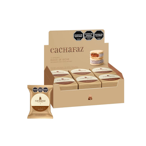 Cachafaz Alfajor Cornstarch Maicena with Grated Coconut and Dulce de Leche (box of 12)