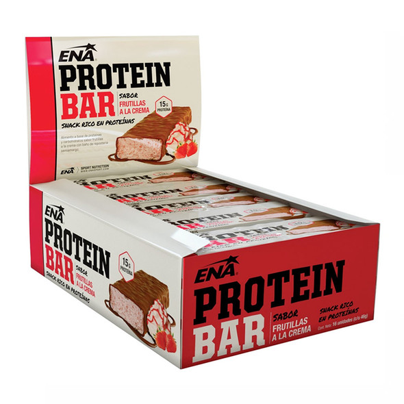 Ena Protein Bar Sabor Frutillas a La Crema  46 g / 1.62 oz (box of 16 bars)