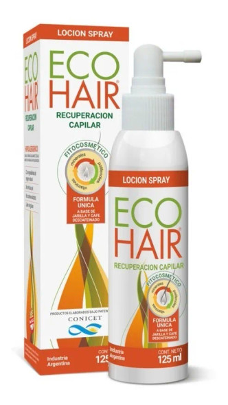 Eco Hair Loción Spray Recuperación Capilar Hair Recovery Spray Lotion with Natural Ingredients - Gluten Free - Technology Developed By Conicet Argentine Science Agency, 125 ml / 4.22 fl oz