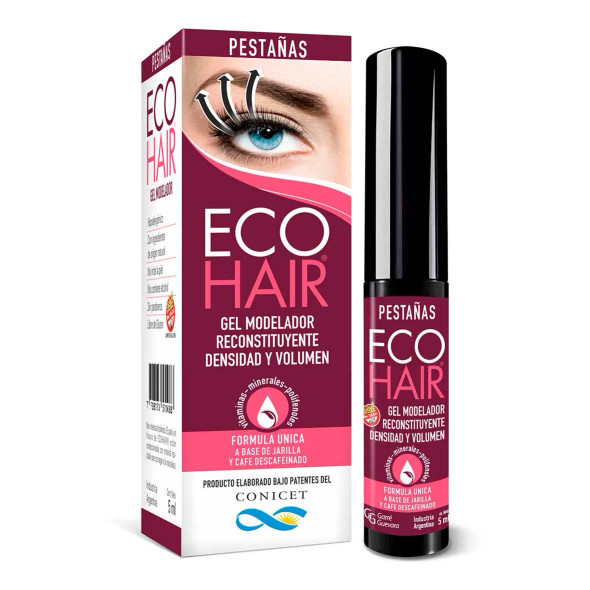 Eco Hair Gel Modelador Pestañas Eyelash Shaping Gel with Natural Ingredients - Gluten Free - Technology Developed By Conicet Argentine Science Agency, 5 ml / 0.16 fl oz