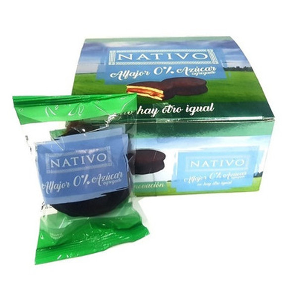 Nativo No Sugar Premium Alfajores Chocolate and Dulce de Leche 0% Sugar, 50 g / 1.8 oz ea (box of 8 alfajores)