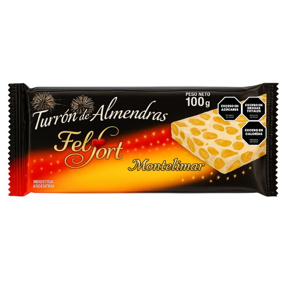 FelFort Montelimar Turrón de Almendras Almond Nougat, 100 g / 3.52 oz 