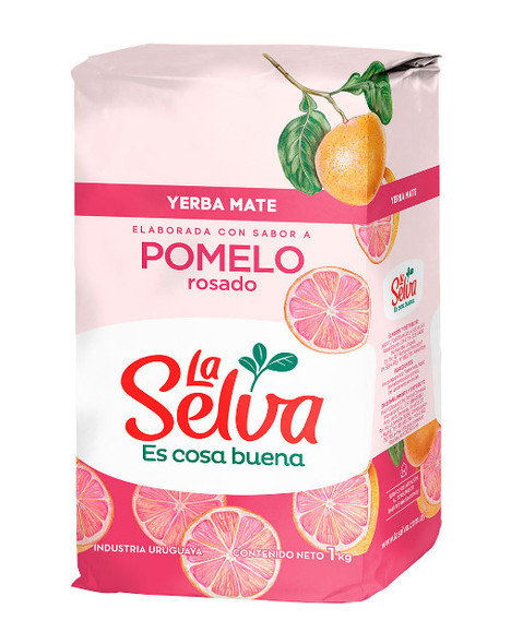 La Selva Yerba Mate Sabor Pomelo Rosado Yerba Mate Pink Grapefruit Flavor, 1 kg / 35.27 oz