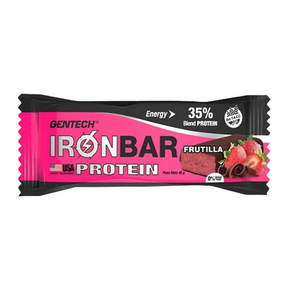 Iron Bar Energy Protein Strawberry-Flavored Protein-Based Bar with Confectionery Bath with Gluten-Free Milk, 46 g / 1.62 oz (pack of 4)