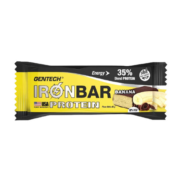 Iron Bar Energy Protein Banana-Flavored Protein-Based Bar with Confectionery Bath with Gluten-Free Milk, 46 g / 1.62 oz (pack of 4)
