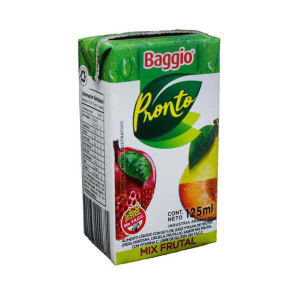 Jugo Baggio Pronto Sabor Mix Delicious Juice Tetra Pak 125 ml / 4.22 oz (pack of 3)