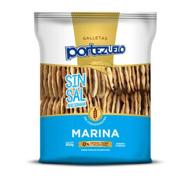 Portezuelo Galletas Marinas Sin Sal Classic Crackers No Added Salt Thin & Crunchy Cookies from Uruguay, 300 g / 10.5 oz