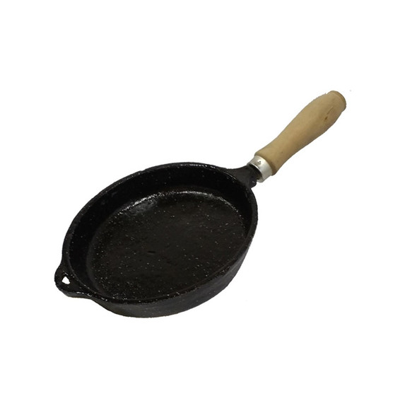 Provoletera De Chapa Enlozada Enameled Iron Grill Pan for Provolone Cheese with Wooden Handle, 14 cm / 5.5" diam