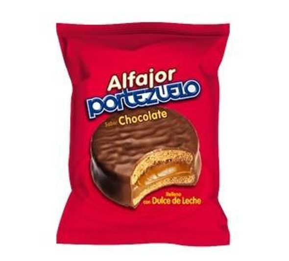 Portezuelo Alfajor Negro Milk Chocolate Alfajor Filled with Dulce de Leche from Uruguay, 38 g / 1.34 oz ea (pack of 18)