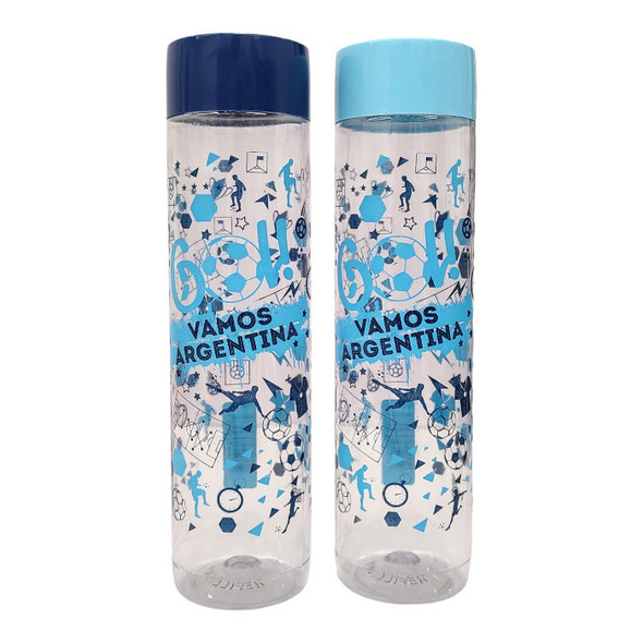 Botella Reutilizable con Serigrafía Diseño Mundial ¡Vamos Argentina! Reusable Bottle with Silkscreen  "¡Vamos Argentina!" Design, 500 ml /  16.9 fl oz cap