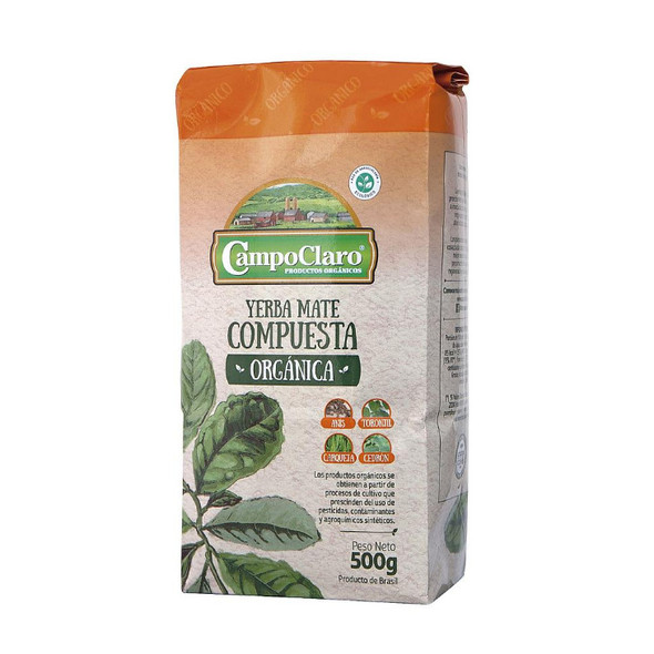 Campo Claro Yerba Mate Compuesta Orgánica Organic Compound Yerba Mate, 500 g / 17.63 oz