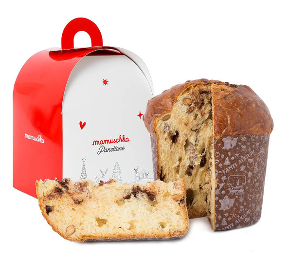 Mamuschka Pan Dulce Grande Panettone con Chips de Chocolate y Almendras Sweet Bread Panettone with Chocolate Chips and Almonds Large, 900 g / 31.74 oz
