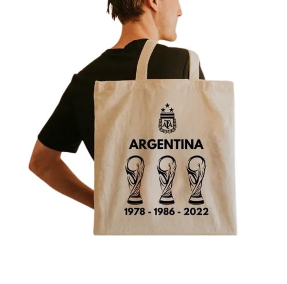 Bolsa De Tela Lienzo Argentina Campeón Canvas Tote Bag Reusable Bag Argentina Champion World Cup Qatar (1 pc)