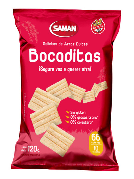 Saman Bocaditas Dulces Galletas de Arroz Dulces Sweet Sweet Rice Crackers, 120 g / 4.23 oz (pack de 3)