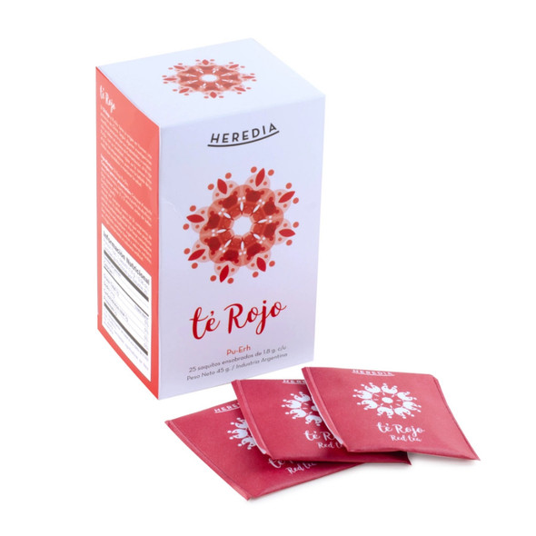 Heredia Té Rojo Pu-Erh Red Tea - Natural Herbs & No Preservatives (25 bags)