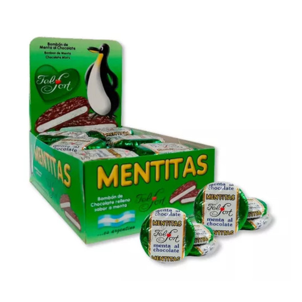 Mentitas Felfort Chocolate Bite Filled With Mint, 16 g / 0.56 oz (box of 30)