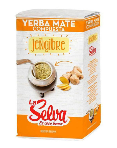 La Selva Yerba Mate Jengibre Ginger Flavored Yerba Mate from Uruguay, 1 kg / 2.2 lb