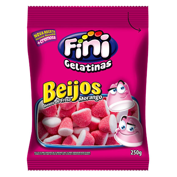 Fini Besos Gomitas de Frutilla y Crema Strawberry & Cream Candies Gummies, 250 g / 8.81 oz