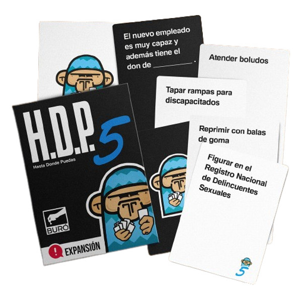 H.D.P Hasta Donde Puedas 5 Expansion Humor Board Game with Cards Ideal for Parties Expansión 5 by Buró (Spanish)