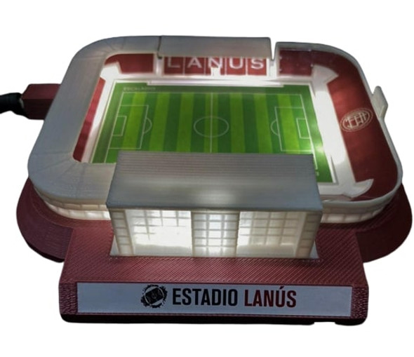 Lanús 3D Stadium Ornament with LED Lights, 17.5 cm x 14.5 cm x 4 cm