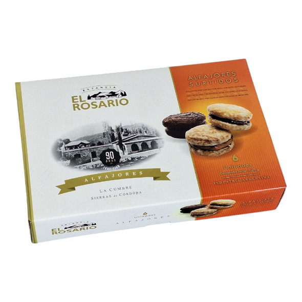 Estancia El Rosario Sprinkled Sugar Alfajores with Fruit Jelly & Dulce de Leche Filling Alfajores Cordobeses Surtidos, 38 g / 1.34 oz ea (box of 6 alfajores)