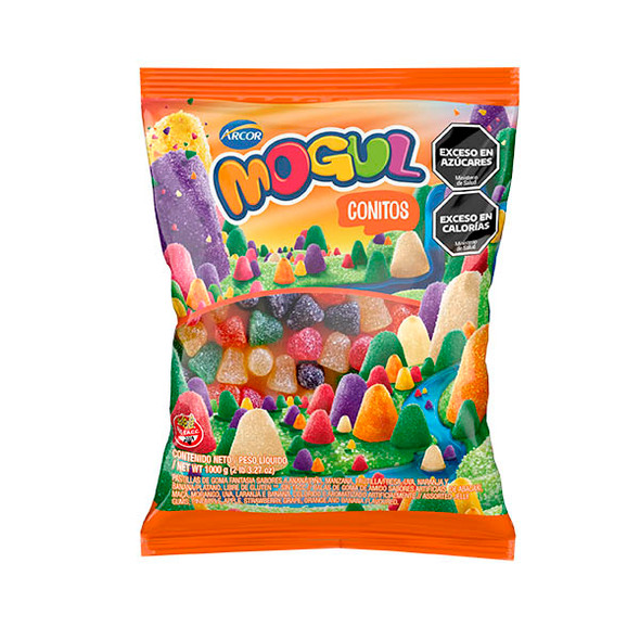 Mogul Gomitas Conitos Cones Candies Gummies Assorted Flavors Pineapple, Apple, Strawberry, Grape, Orange & Banana, 1 kg / 35.2 oz