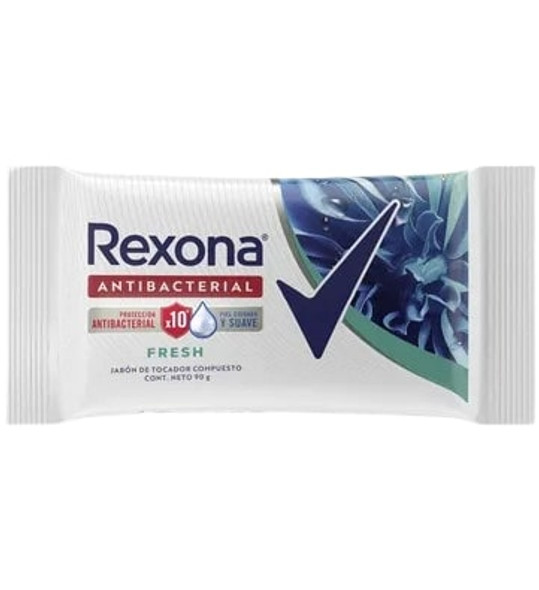 Rexona Fresh Antibacterial Toilet Soap Soft Skin Jabón de Tocador Compuesto Piel Cuidada & Suave, 90 g / 3.17 oz