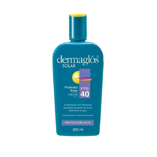 Dermaglós Sunscreen Moisturizing with Vitamin E High Protection 40 FPS UVB Protection UVA Protector Solar, 250 ml / 8.45 fl oz