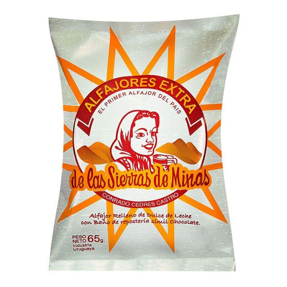 Sierras De Minas Alfajor de Chocolate Milk Chocolate Alfajor Filled with Dulce de Leche - Alfajores From Uruguay, 65 g / 2.3 oz (12 alfajores per box)