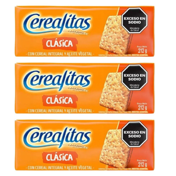 Cerealitas Classic Biscuits with Whole Grain Cereal & Vegetable Oil, 212 g / 7.47 oz (pack of 3)