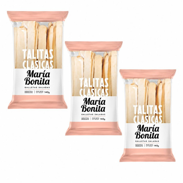 María Bonita Talitas Clásicas Galletas Saladas, 140 g / 4.93 oz (pack de 3)