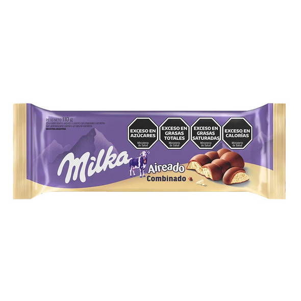 Milka Mixto Chocolate Aireado Milk Chocolate Bar Filled with Airy White Chocolate, 110 g / 3.88 oz