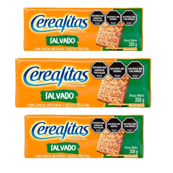 Cerealitas Whole Grain Bran Biscuits with Vegetable Oil Nutritious and Delicious Snack Salvado, 208 g / 7.33 oz ea (pack of 3)