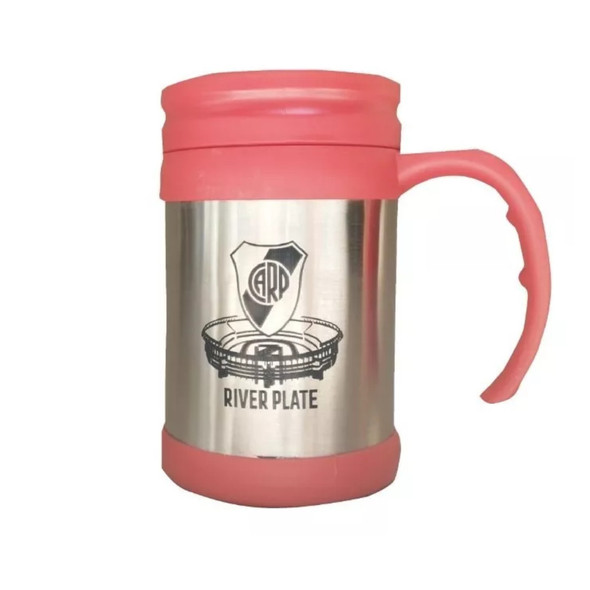 Metal Thermal Mug - Argentinian Soccer Vaso with Engraved River Plate Emblem | Jarro Térmico, Football Fan Essential