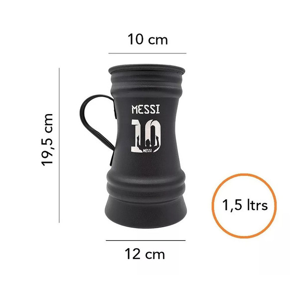 Chopp Jarra Vaso - Aluminum Fernet, Messi 10 Design  for Football Fans, 1.5 L / 50.72 oz capacity