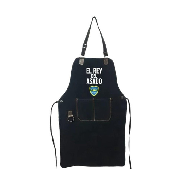 Delantal Grillmaster Kitchen Apron - Mouth Design with Pocket, Perfect for BBQ Enthusiasts Delantal de Boca Juniors "El Rey del Asado"