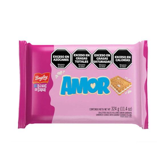 Amor Galletitas Dulces Sandwich Cookies with Almond Flavored Filling, 324 g / 11.4 oz (tripack)