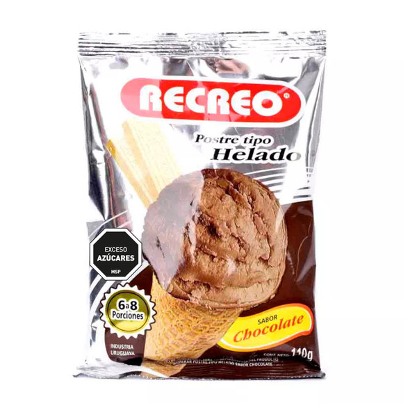 Recreo Chocolate Powder Ready To Make Ice Cream Helado Recreo 6 to 8 Servings, 110 g / 3.88 oz pouch