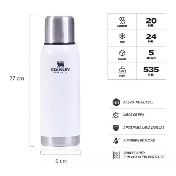 Stanley Polar 739 ml Stainless Steel Thermos - Original White by Kyma