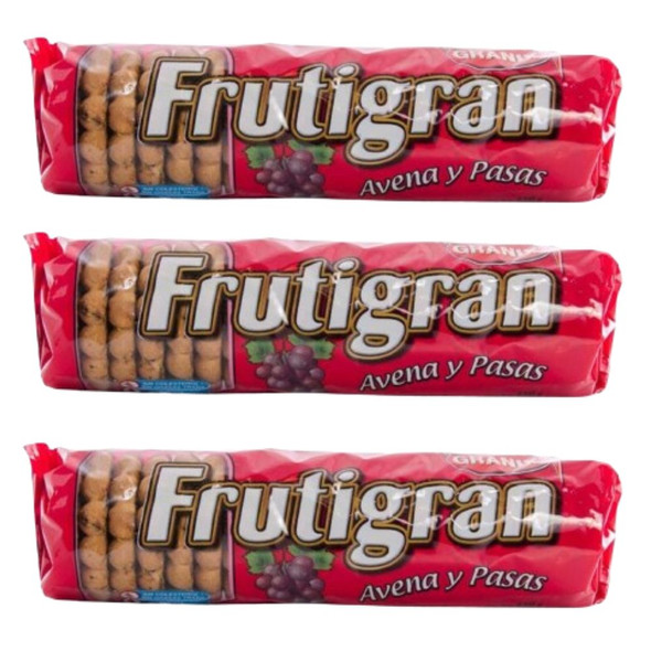 Frutigran Avena y Pasas Sweet Cookies with Oats & Raisins, 250 g / 8.8 oz (pack of 3)