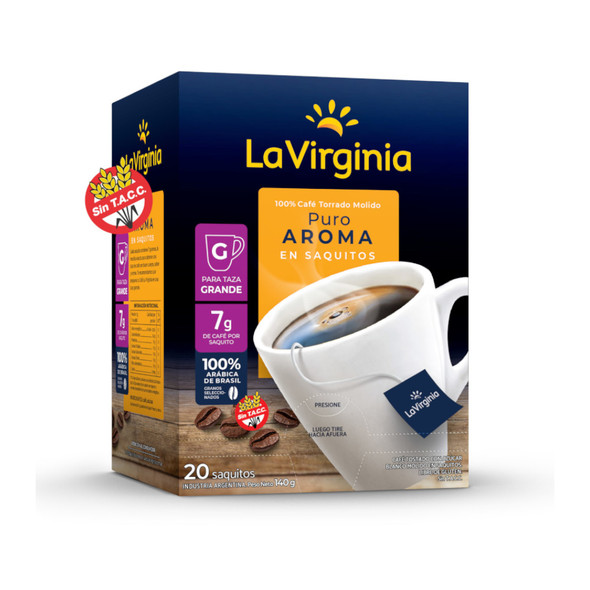 La Virginia Coffee Puro Aroma Roast in Tea Bags Easy Ready to Brew, 20 bags per 140 g / 4.93 oz box