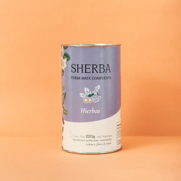 Sherba | Agroecological Yerba Mate with Chamomile, Elderflower, and Lemon Verbena - Herbal Bliss in a Tin, 220 g / 7.76 oz