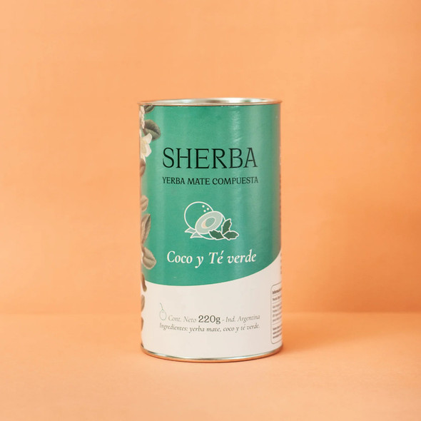 Sherba | Delicious Coconut Flakes & Green Yerba Mate Tea Blend - Energizing and Refreshing, 220 g / 7.76 oz